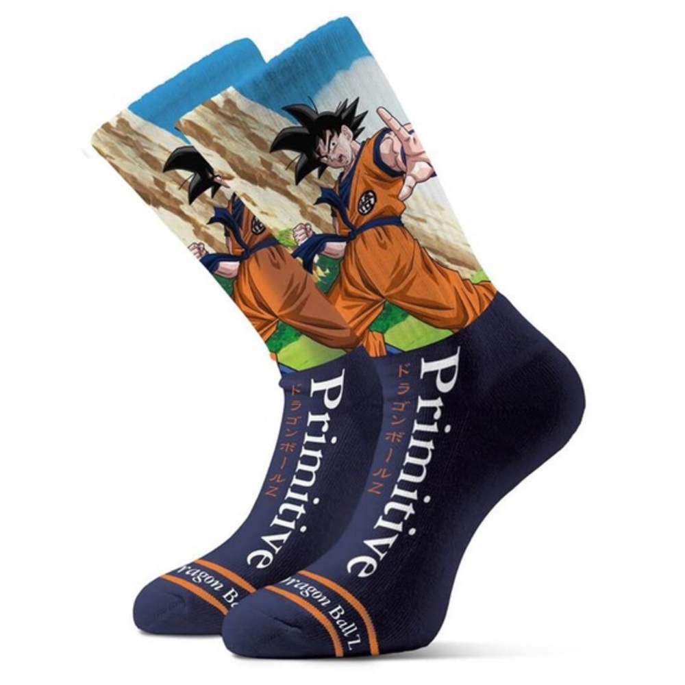 Primitive X Dragon Ball Z Goku Battle Men’s Socks NEW Navy Blue